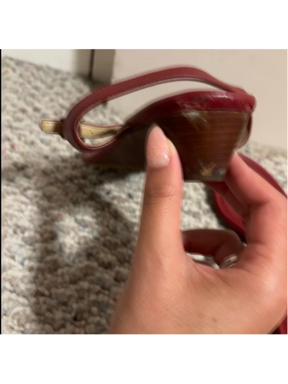 Michael Kors Burnt Red Ramona Leather Mini Wedge Sandals Sandals- Size 9.5